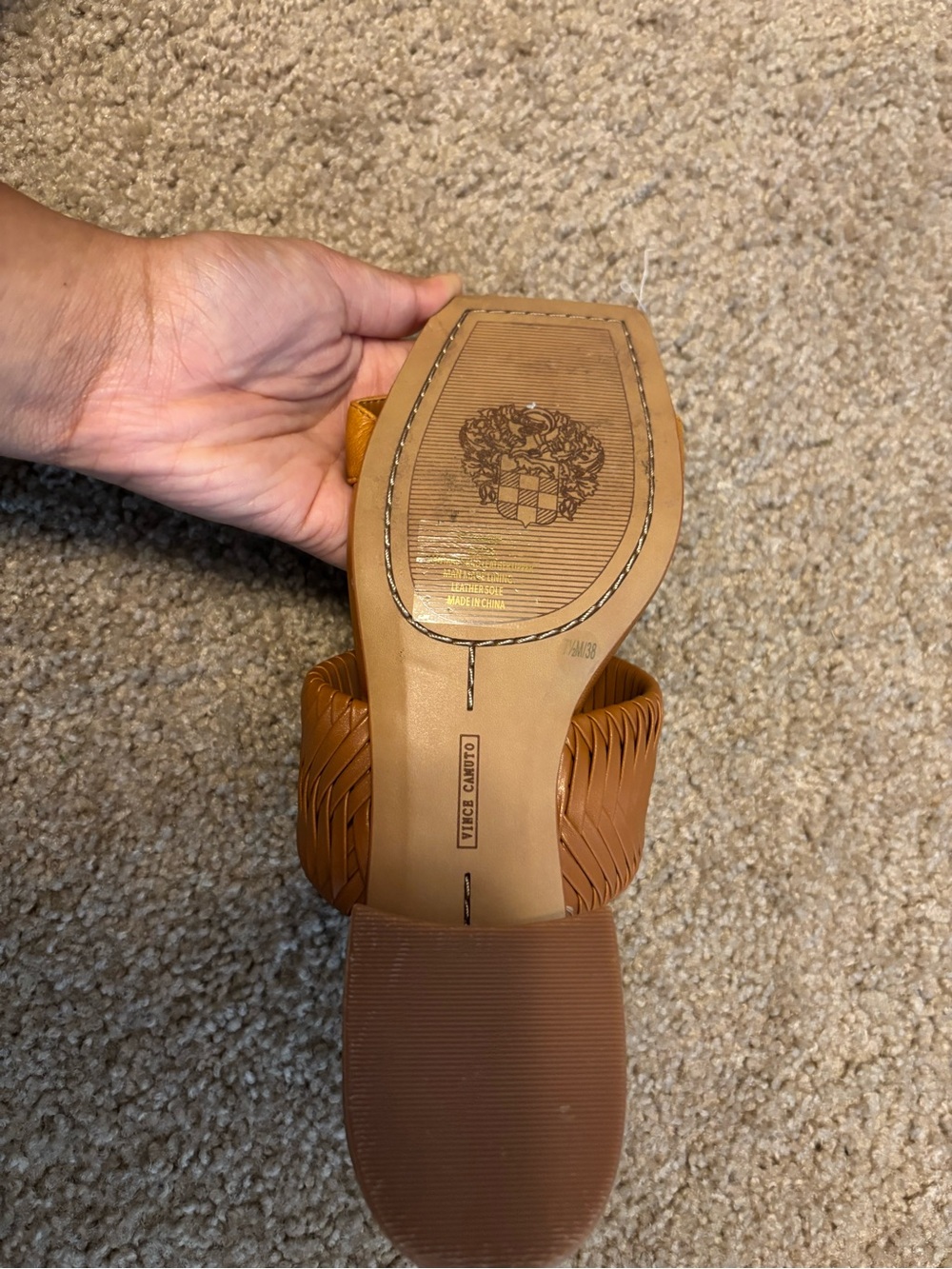 Vince camuto Women’s Tan Woven Strap Slide Sandals - Picture 3 of 3